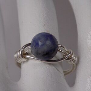 Blue jasper wire wrapped ring size 6.5